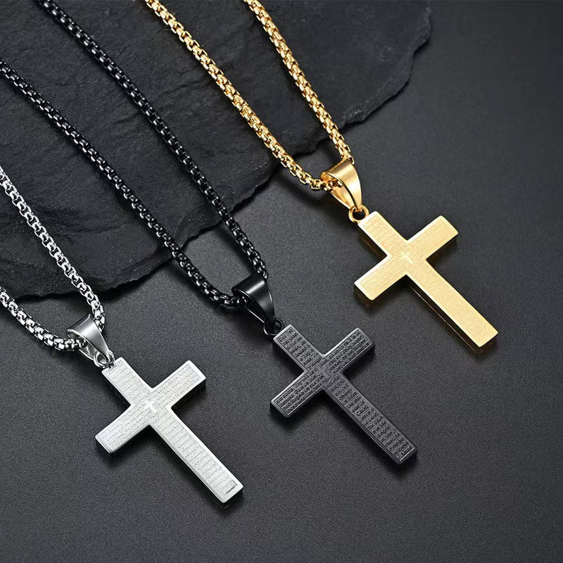 Lord‘s Prayer Scibble Cross Necklace