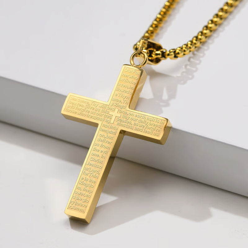Lord‘s Prayer Scibble Cross Necklace