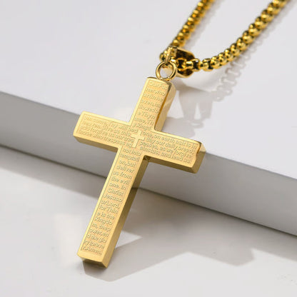 Lord‘s Prayer Scibble Cross Necklace
