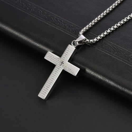Lord‘s Prayer Scibble Cross Necklace