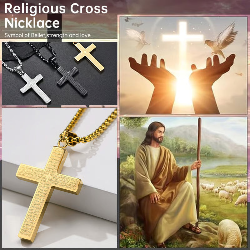 Lord‘s Prayer Scibble Cross Necklace