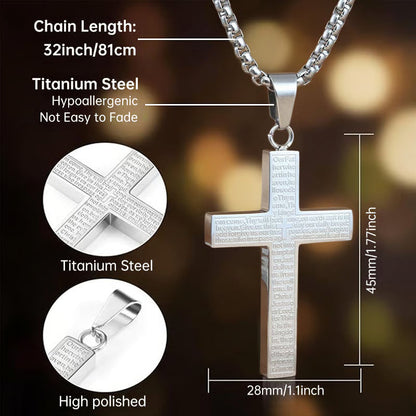 Lord‘s Prayer Scibble Cross Necklace