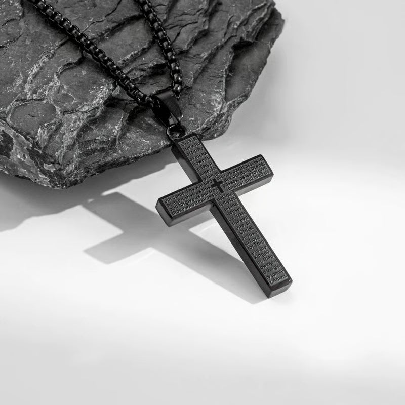 Lord‘s Prayer Scibble Cross Necklace